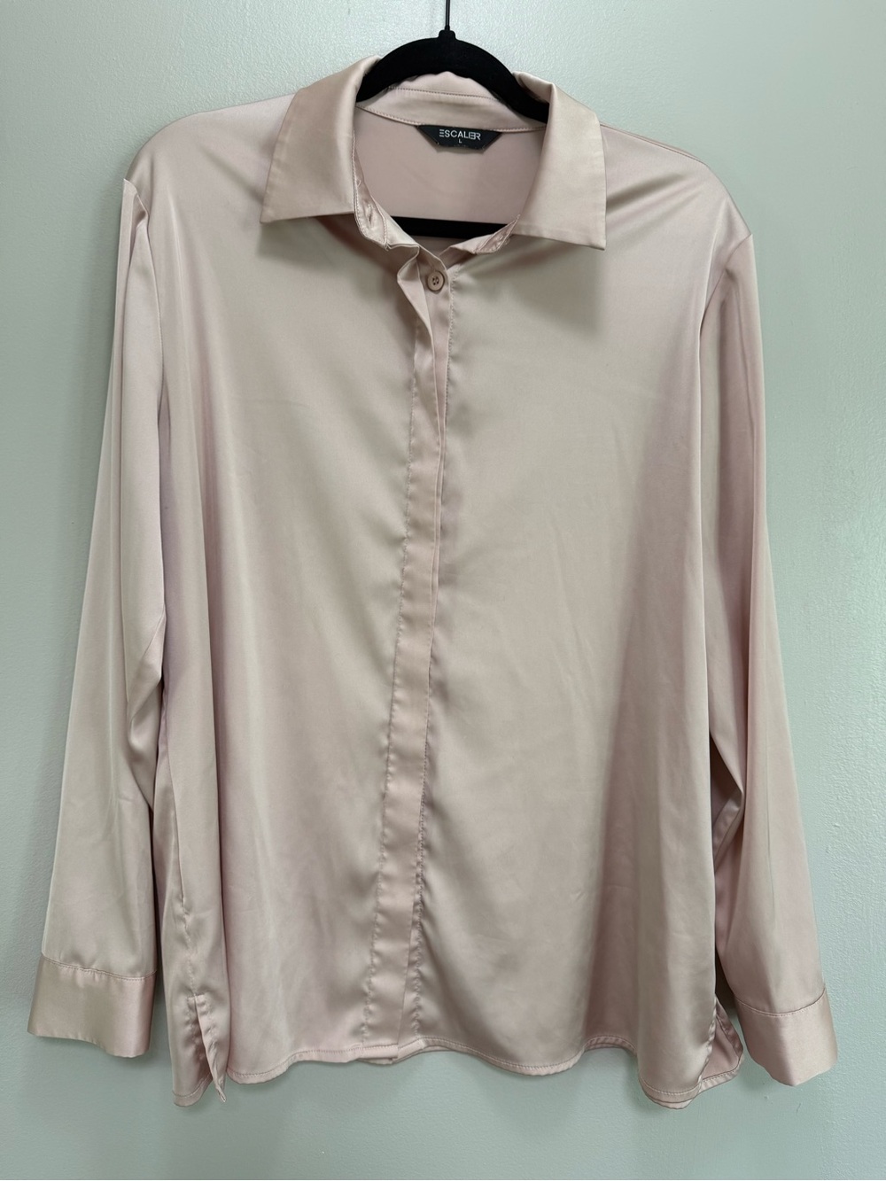 Light Pink Satin Button-Up Shirt